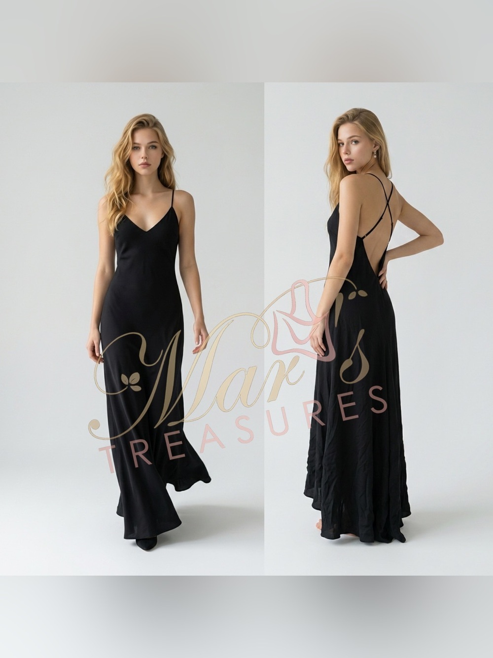 Reformation Black Maxi Dress Low Back Profile Hi-Low Profile Sz S